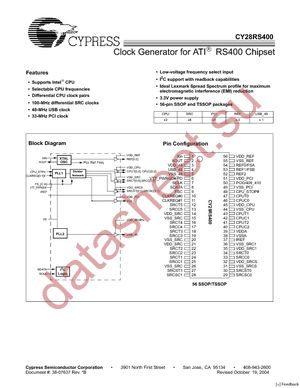 CY28RS400ZXC datasheet  